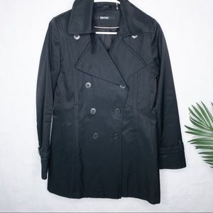 DKNY Raincoat Trench Jacket Double Breasted Black